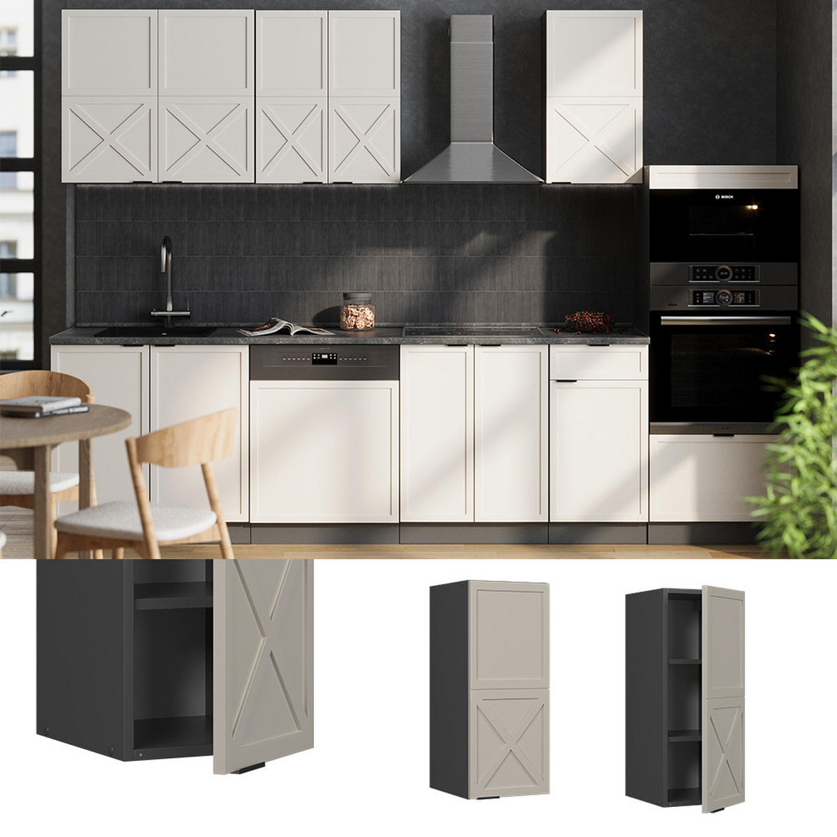 HÄNGESCHRANK Fame-Line GrauBeige 30 cm - Anthrazit/Grau, Holzwerkstoff (30/72/34.1cm) - Vicco