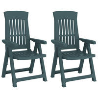 GARTENSTÜHLE 2er Set Verstellbar Grün Pp - Grün, Kunststoff (58/109.5/95.5cm) - vidaXL