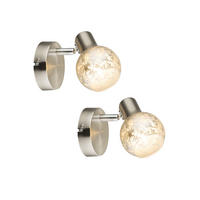 WANDLEUCHTE Metall Glas Silber 2er Set - Silberfarben, Glas (9/11.5/12.5cm) - Globo Lighting