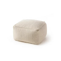 WOLL-POUF handgefertigt Rocco Weiß 55x55x30 cm - Weiß, Textil (55/30/55cm) - benuta Pure