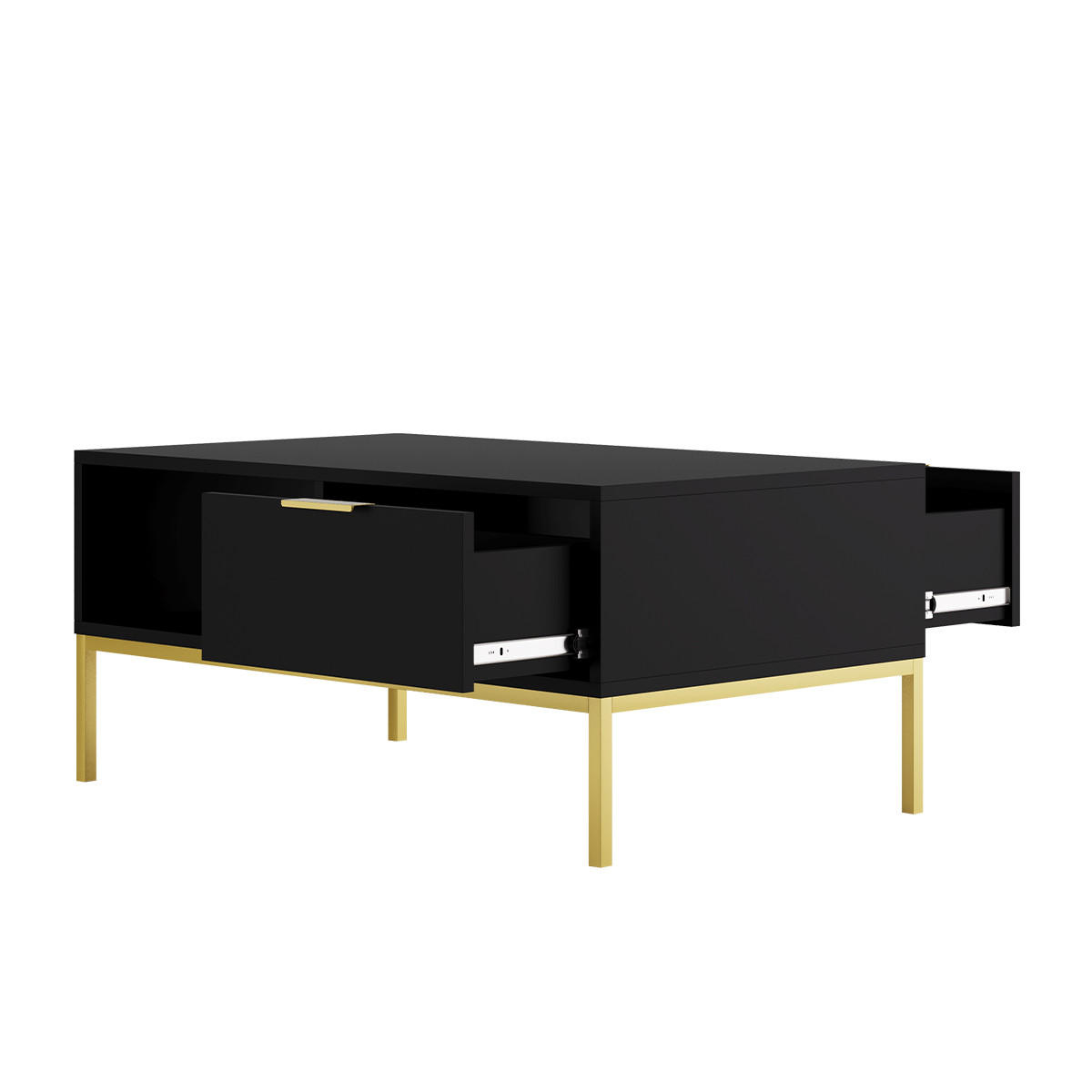 COUCHTISCH Seattle Schwarz - Goldfarben/Schwarz, Holzwerkstoff (60/100/45.4cm) - Petits-meubles