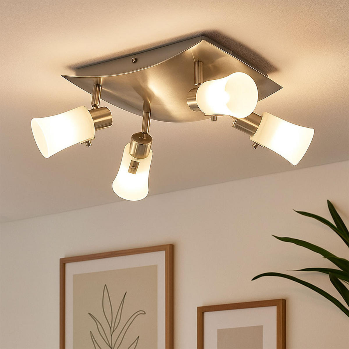 LED DECKENLEUCHTE Busto Glas Weiß - Weiß, Glas (28/24/13cm)