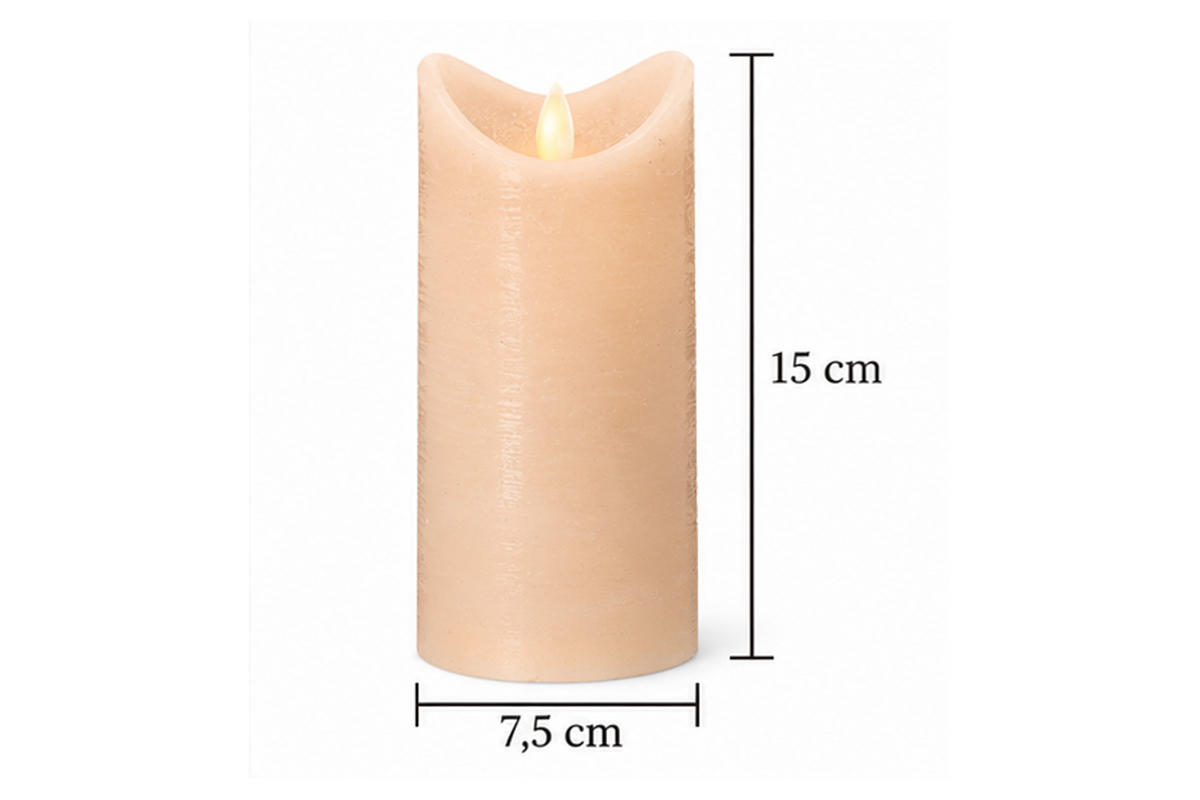 LED-KERZE Ø7,5x15 cm, Beige - Beige, Naturmaterialien (7.5/7.5/15cm) - dasmöbelwerk