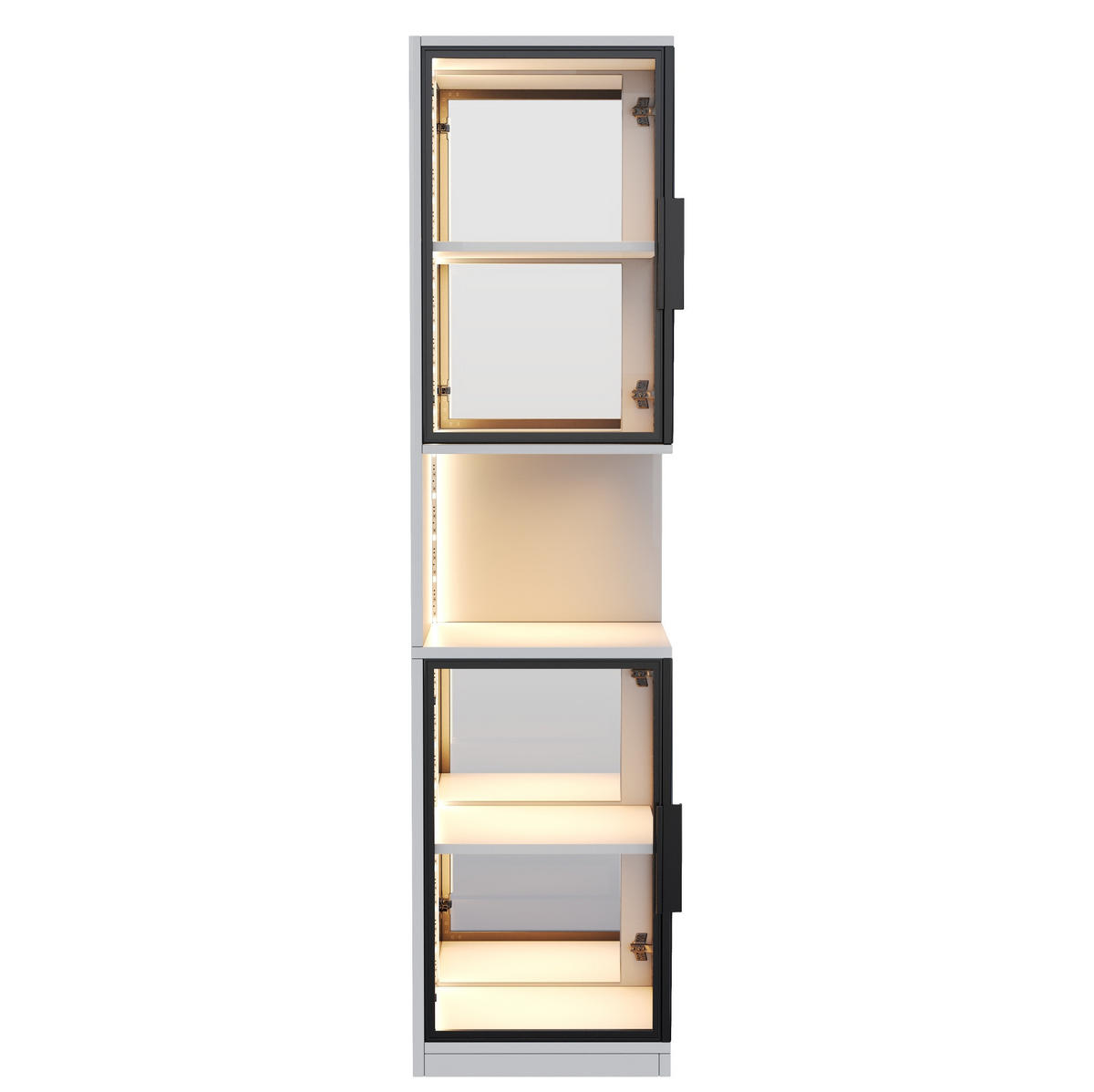VITRINE 42/44/205 cm aus Spanplatte und Glas mit mehrfarbiger LED-Beleuchtung Weiß - Weiß, Holzwerkstoff (42/205/44cm) - Modenvie
