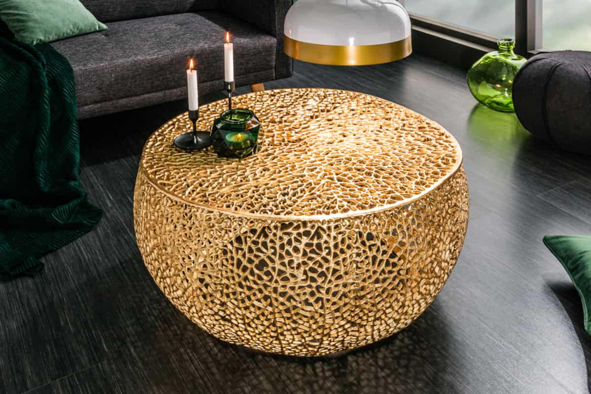 COUCHTISCH ABSTRACT LEAF Metall Gold 80 cm - Goldfarben, Metall (78/80/41cm) - riess-ambiente