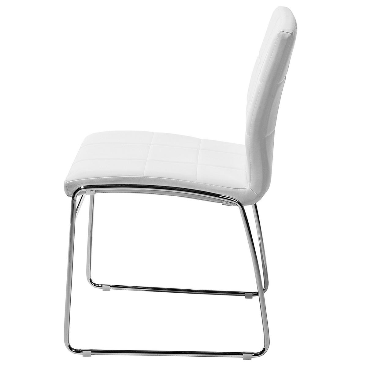 ESSZIMMERSTUHL 2er-Set Kunstleder Weiß Kiron - Weiß, Textil/Metall (50/84/54cm) - Beliani