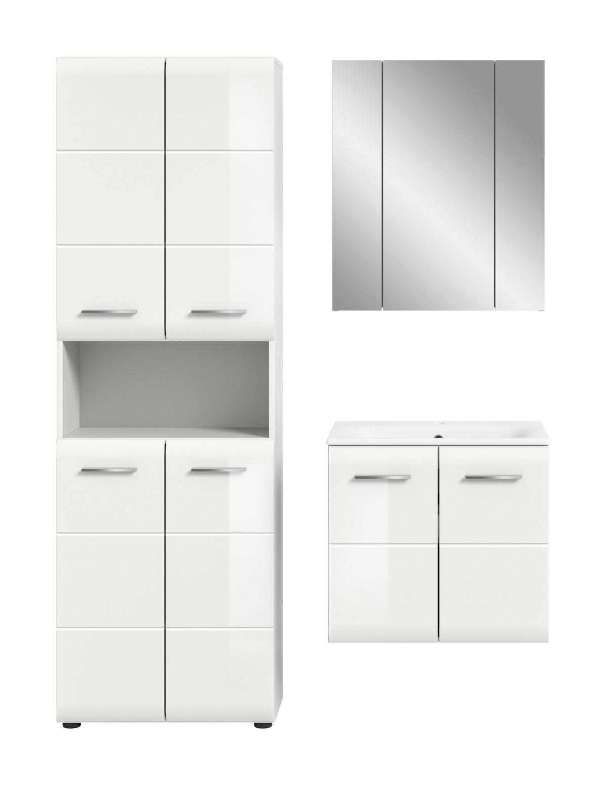 BADKOMBINATION Ice 135x185x46 cm weiß Hochglanz MDF 3tlg. - Weiß, Holz (135/185/46cm)