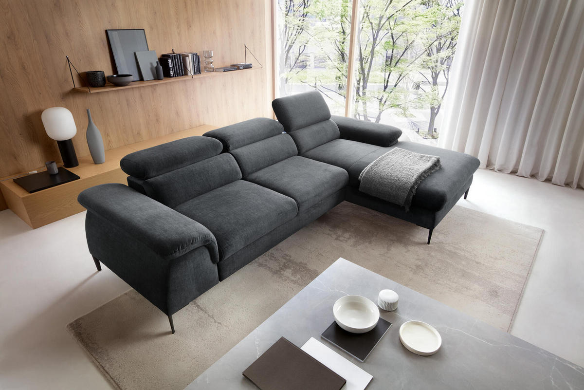 ECKSOFA BLUES Grau 288x182x94 cm - Grau, Textil (288/182cm) - FURNLUX