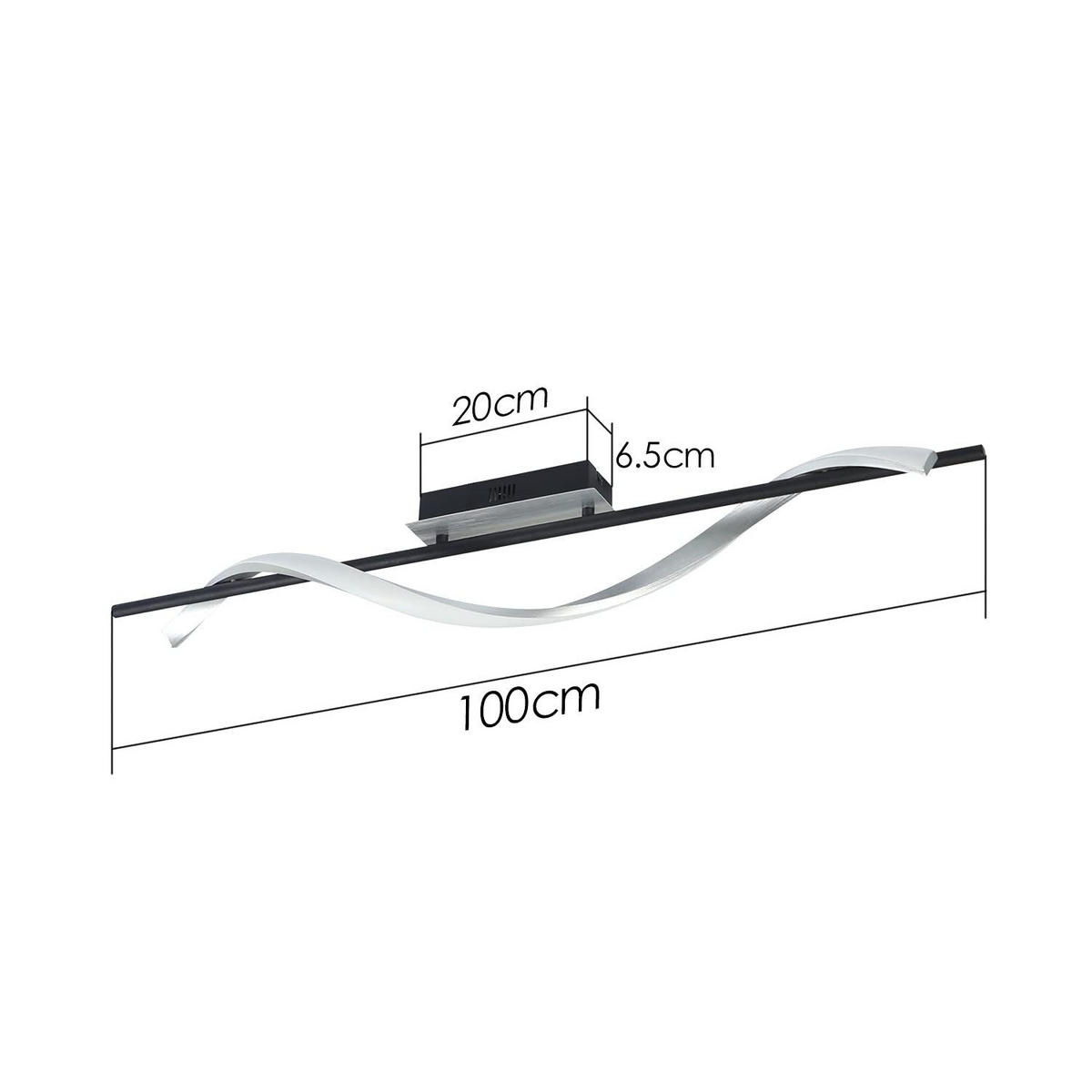 LED-DECKENLEUCHTE Gertrud 100/8.5/16 cm - Schwarz, Metall (100/8.5/16cm) - Nettlife