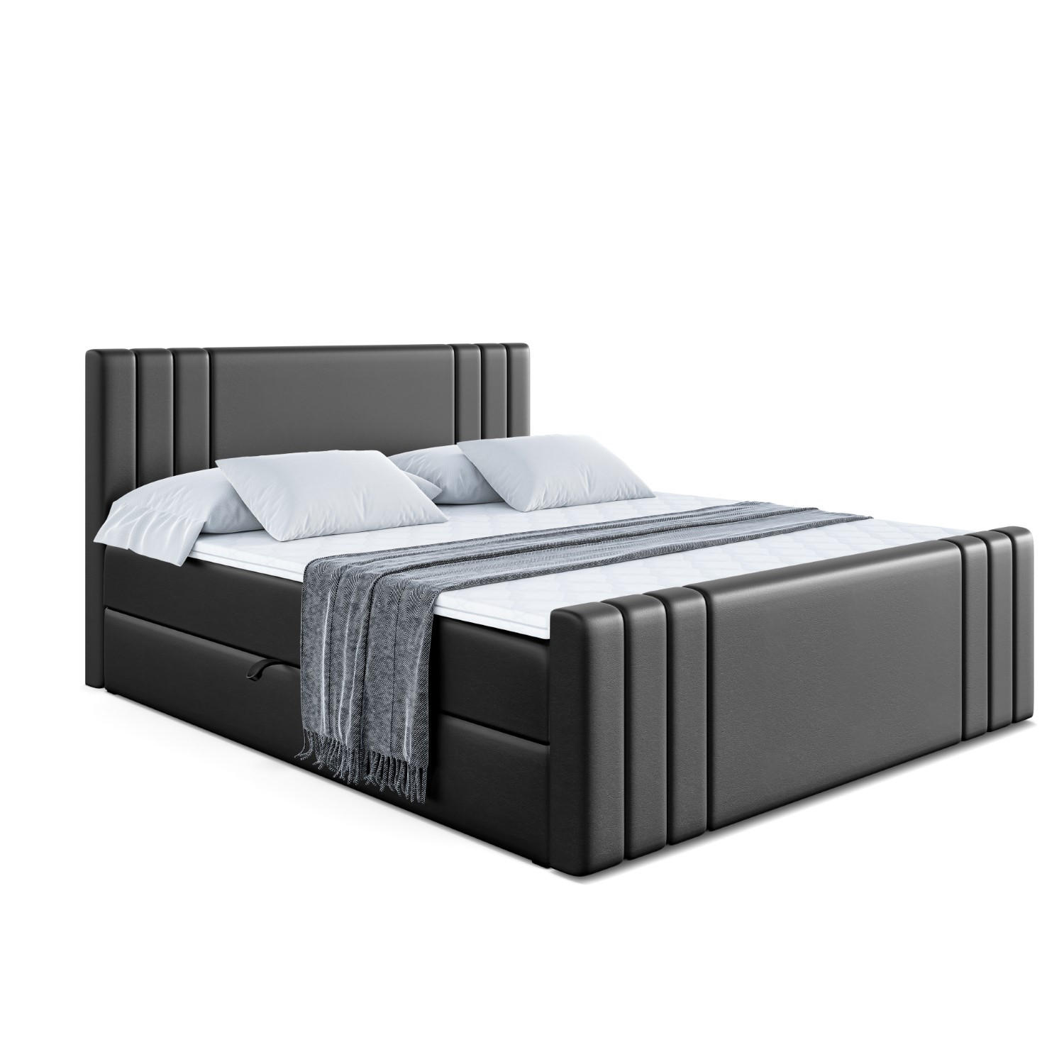 Altdecor Boxbett Schwarz Hochglanz 140x200 cm