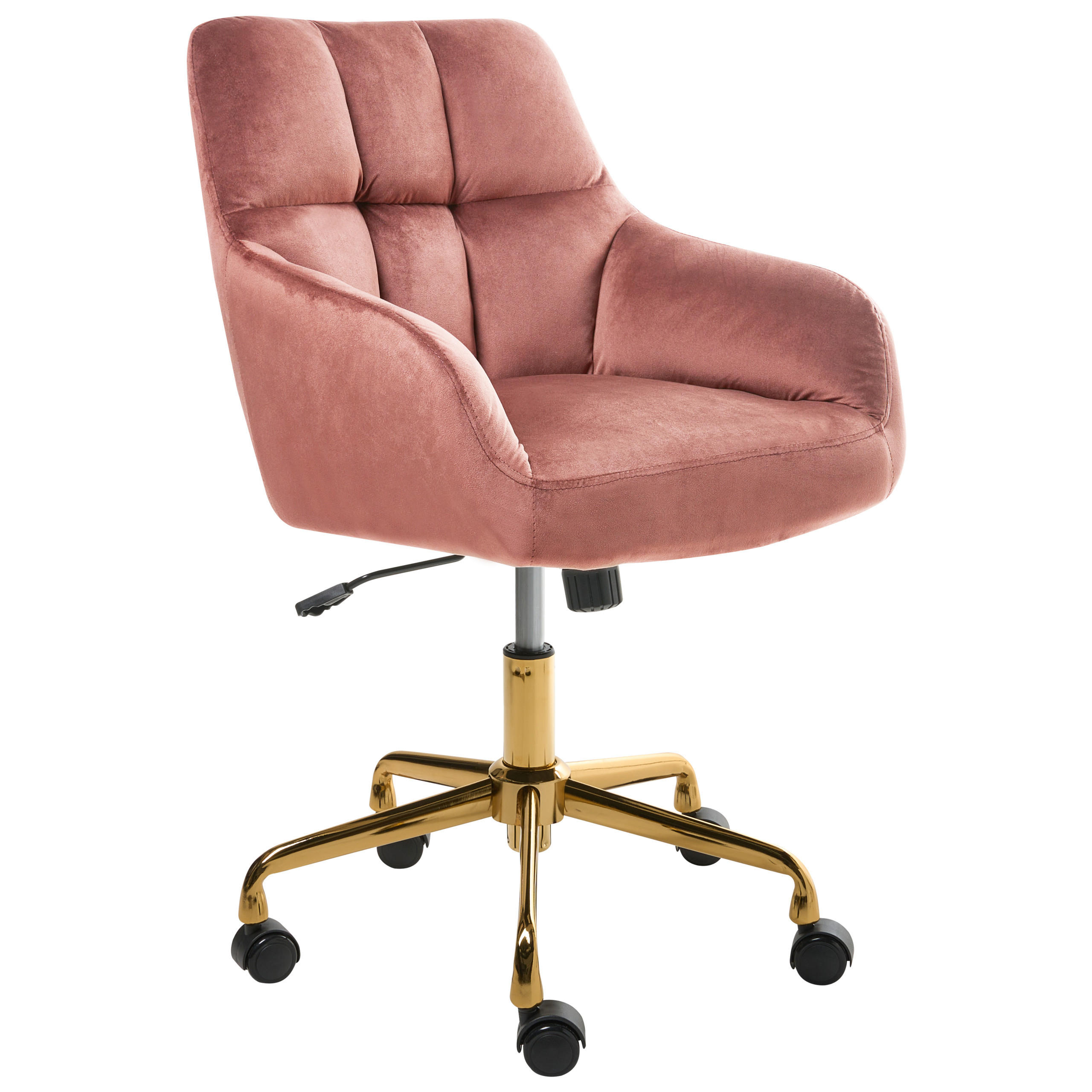 SCHREIBTISCHSTUHL Samtstoff Rosa Palmdale - Pink, Textil (58/87/61cm) - Beliani