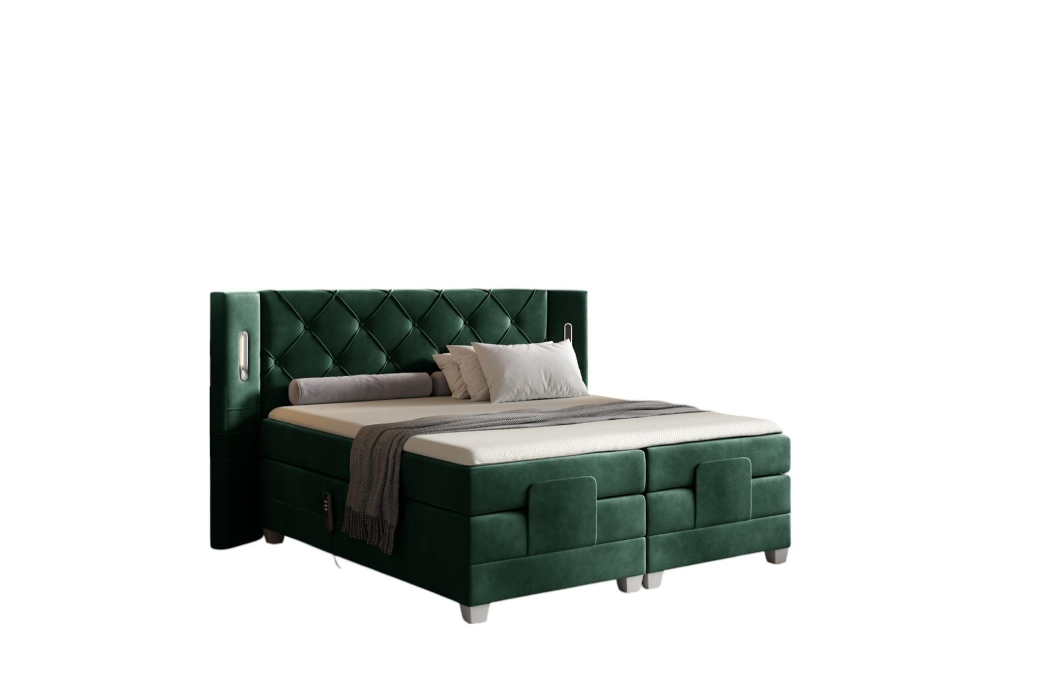 BOXSPRINGBETT Elektrisch Steve - Grün, Holzwerkstoff/Textil (140/200cm) - Fun Möbel