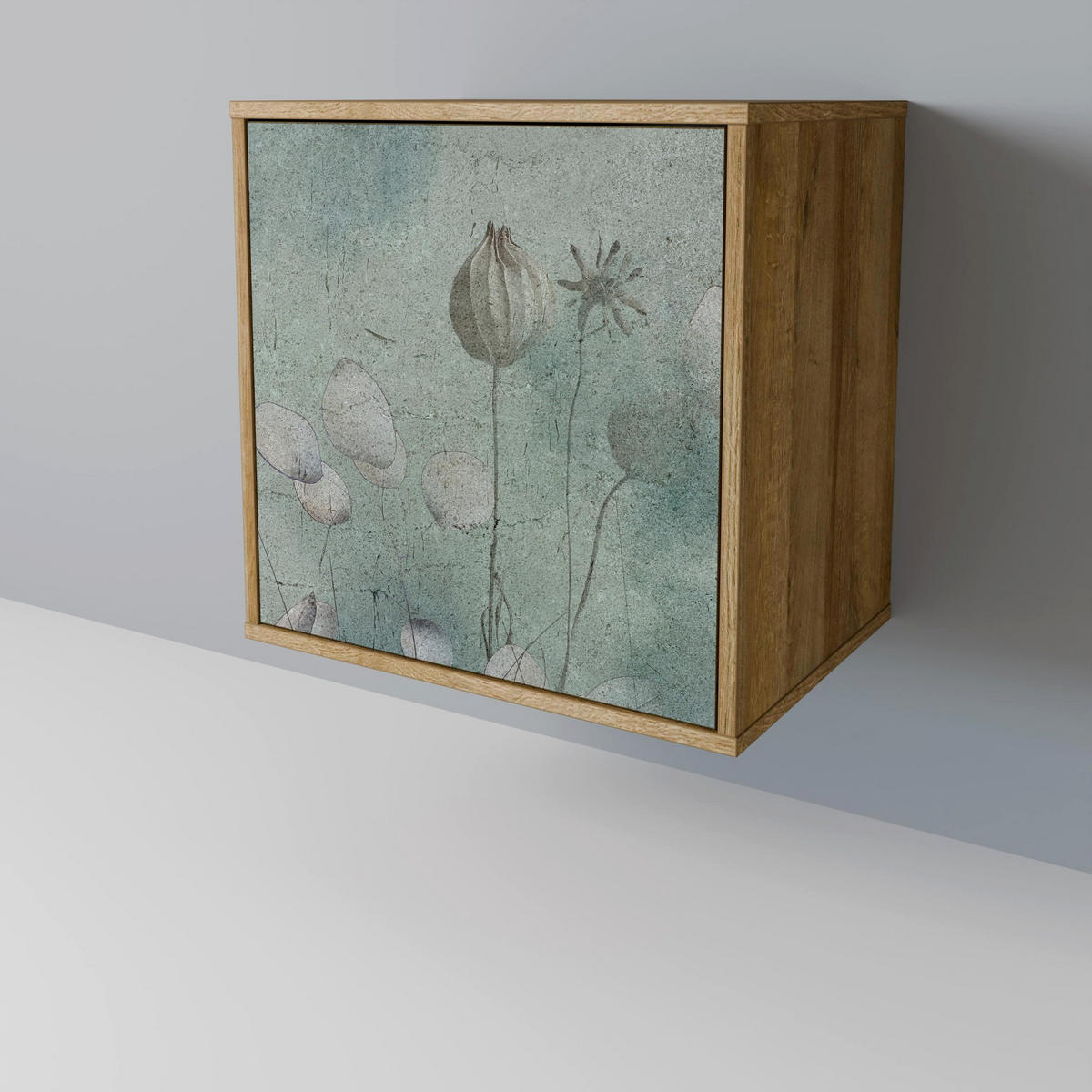 SIDEBOARD NIGHT LADY, Eichefarben, 57,5x42x70,5 cm, Schwarze Metall-Sternfüße - Eichefarben/Multicolor, Holzwerkstoff/Metall (57.5/70.5/42cm) - SpaceRebels