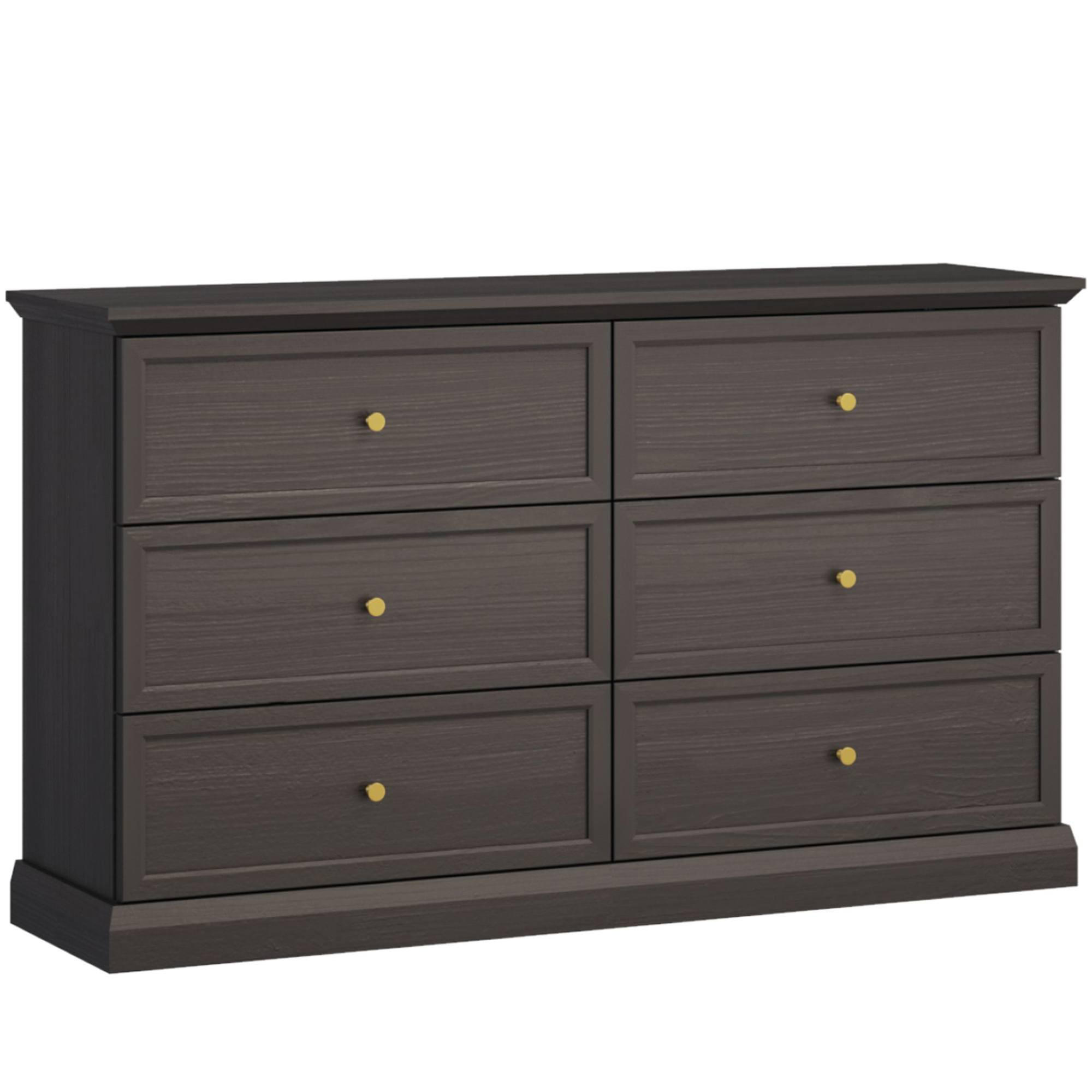 KOMMODE KATRIA 6 Schubladen, Schwarz - Schwarz, Holzwerkstoff (146/86/40cm) - KONSIMO®