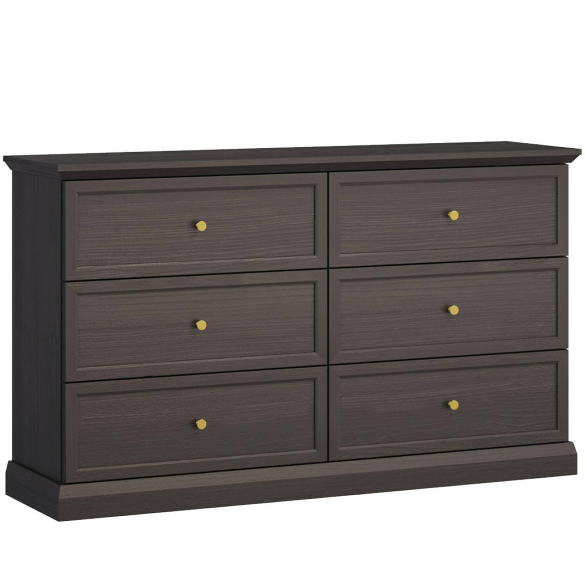 KOMMODE KATRIA 6 Schubladen, Schwarz - Schwarz, Holzwerkstoff (146/86/40cm) - KONSIMO®