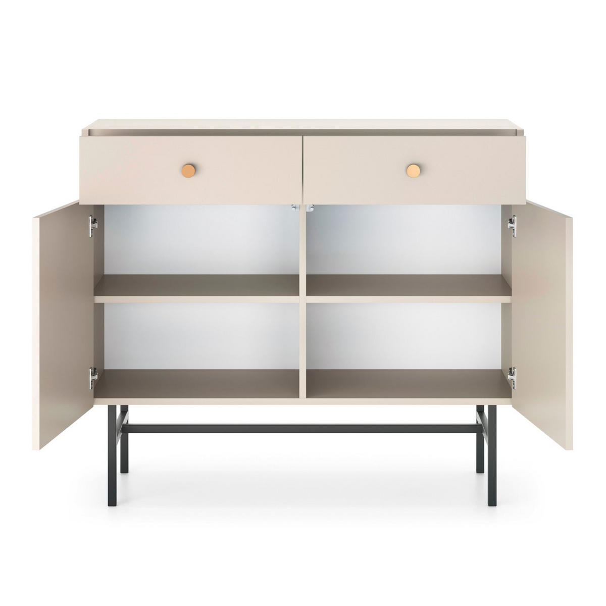 SIDEBOARD Divenos Greige 104 cm - Taupe/Goldfarben, Holzwerkstoff/Metall (104.4/89.4/39cm) - Selsey