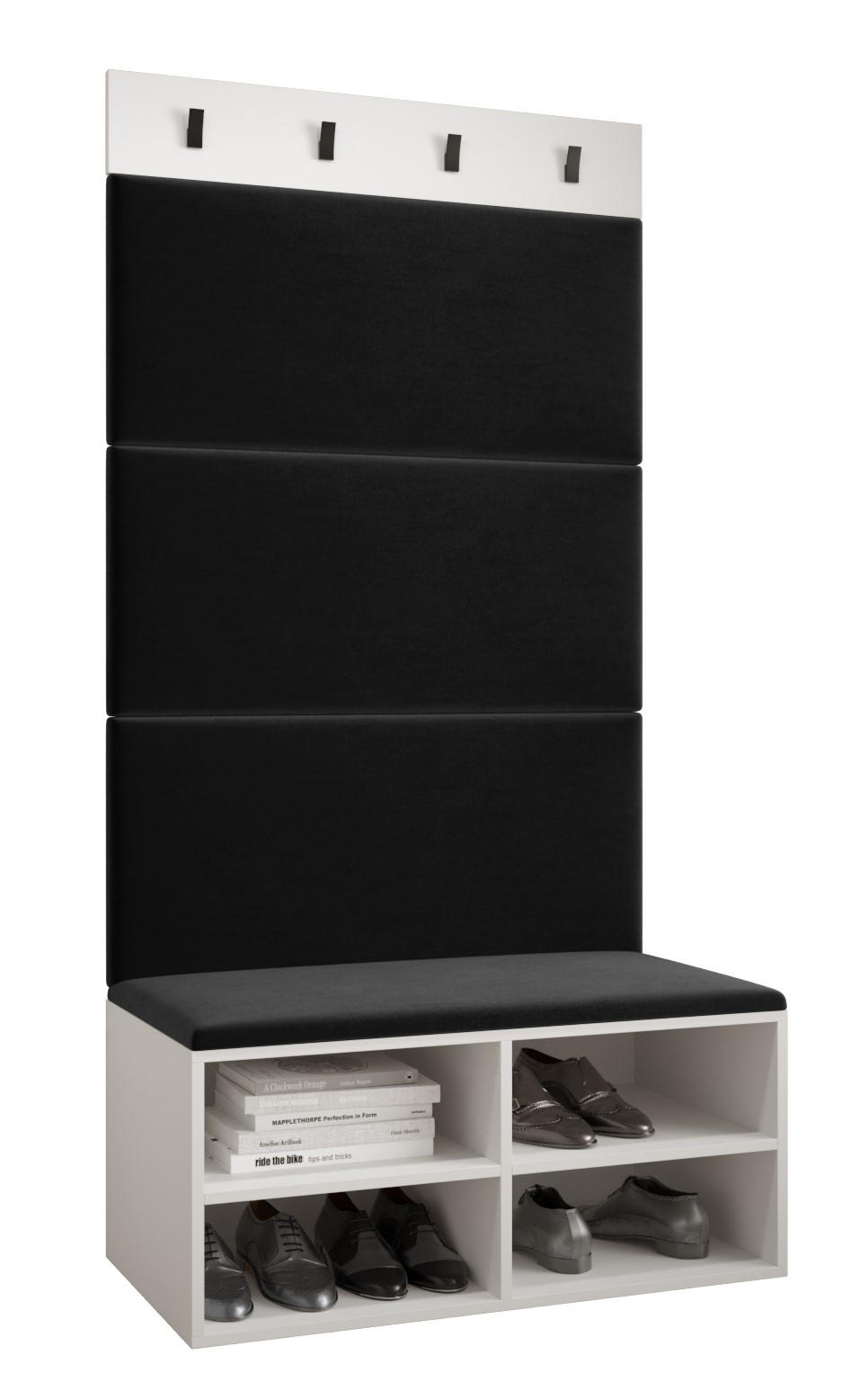Möbel Kryspol Garderoben-Set Weiß, Schwarz 84x184x42 cm