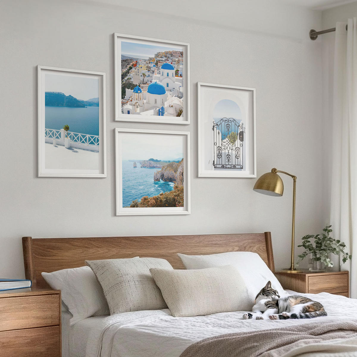 WANDBILDER 4er-Set - 50x50 cm & 40x60 cm Weißer Rahmen - Meeresarchitektur Griechenlands - Weiß, Kunststoff (50/50cm) - ArtPrintCave