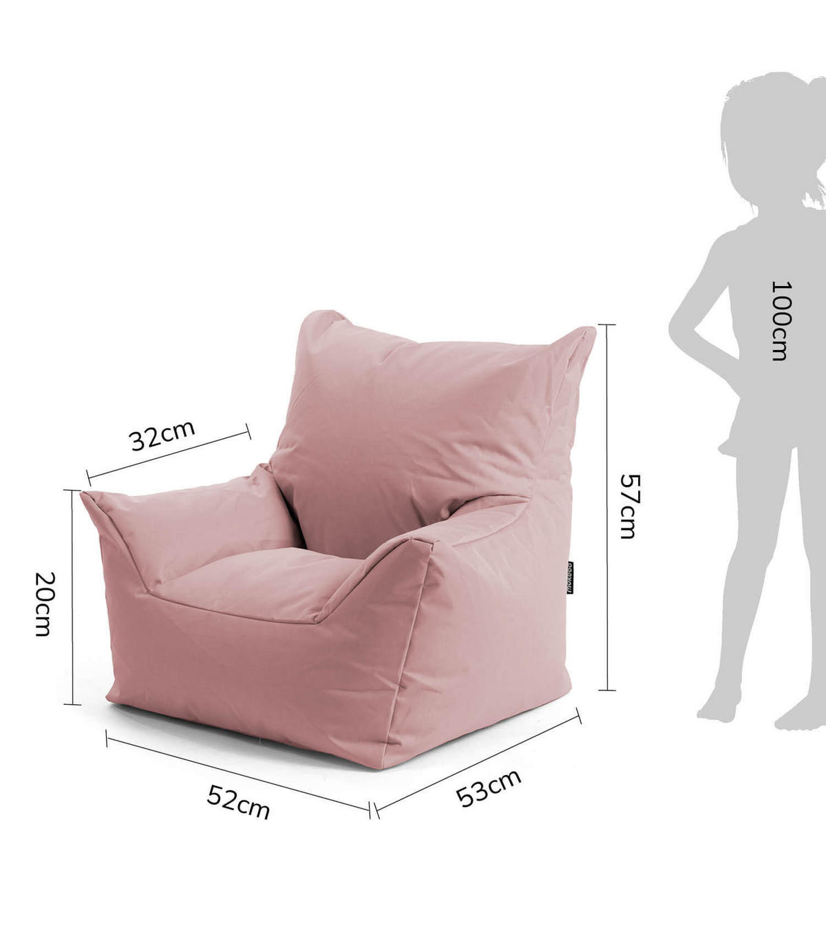 OOUTDOOR-KINDER-SITZSACK Der Gartenzwerg - Rosa, Textil (52/57/53cm) - Mokebo