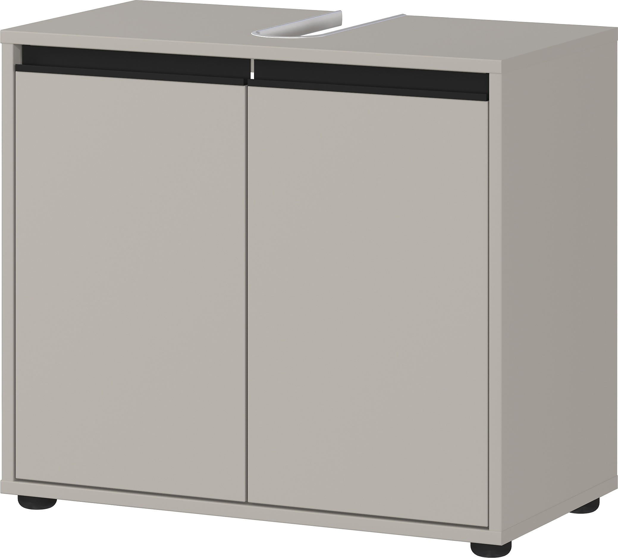 WASCHBECKENUNTERSCHRANK 63 cm mit zwei Türen und Einlegeboden | Steingrau - Grau, Holzwerkstoff (63/55/34cm) - KADIMA DESIGN