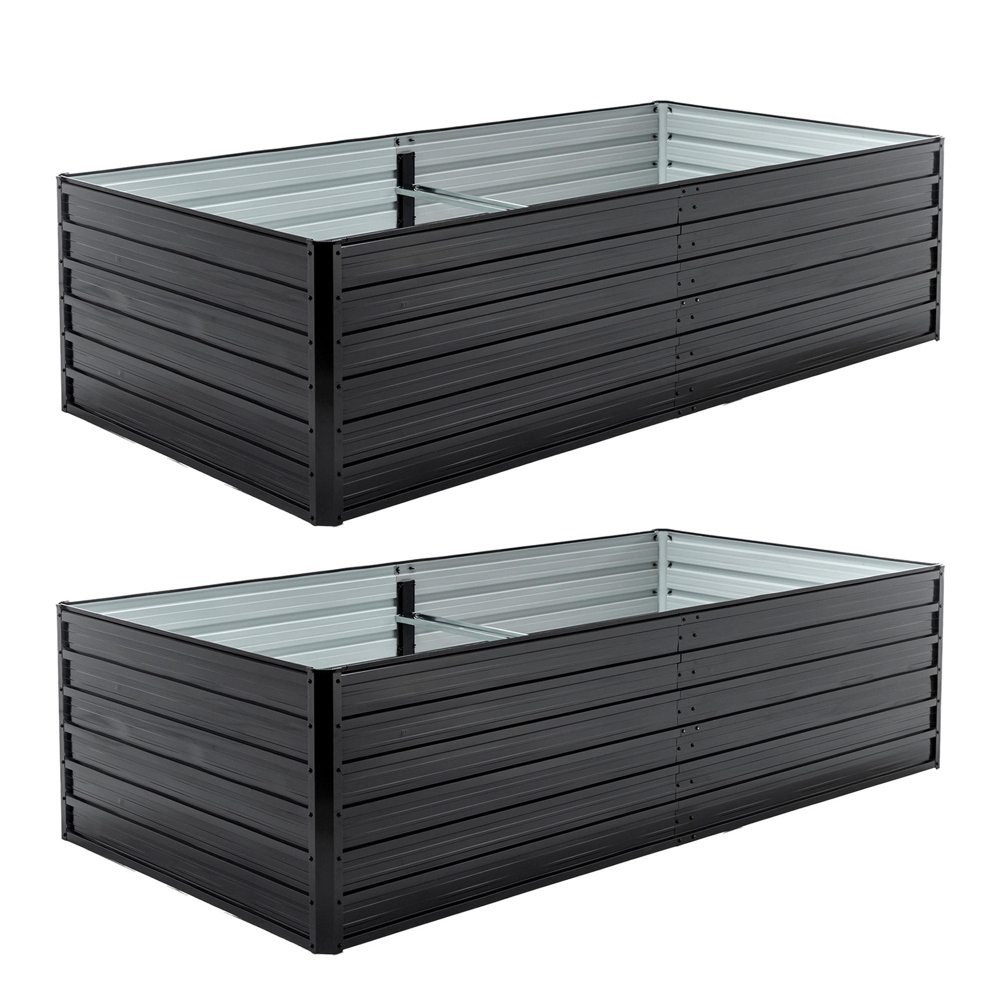 HOCHBEET 219/112/64 cm Schwarz (2 Stück) - Schwarz, Metall (112/64/219cm) - Oxeza