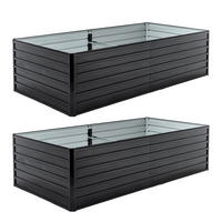 HOCHBEET 219/112/64 cm Schwarz (2 Stück) - Schwarz, Metall (112/64/219cm) - Oxeza