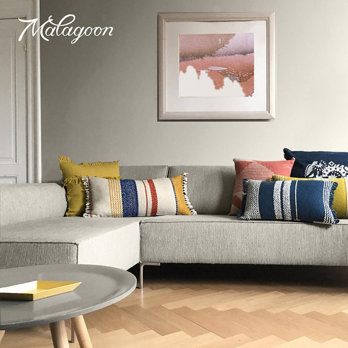 DEKOKISSEN Fransen Senffarbe 50x50 - Gelb, Textil (50/50/12cm) - Malagoon
