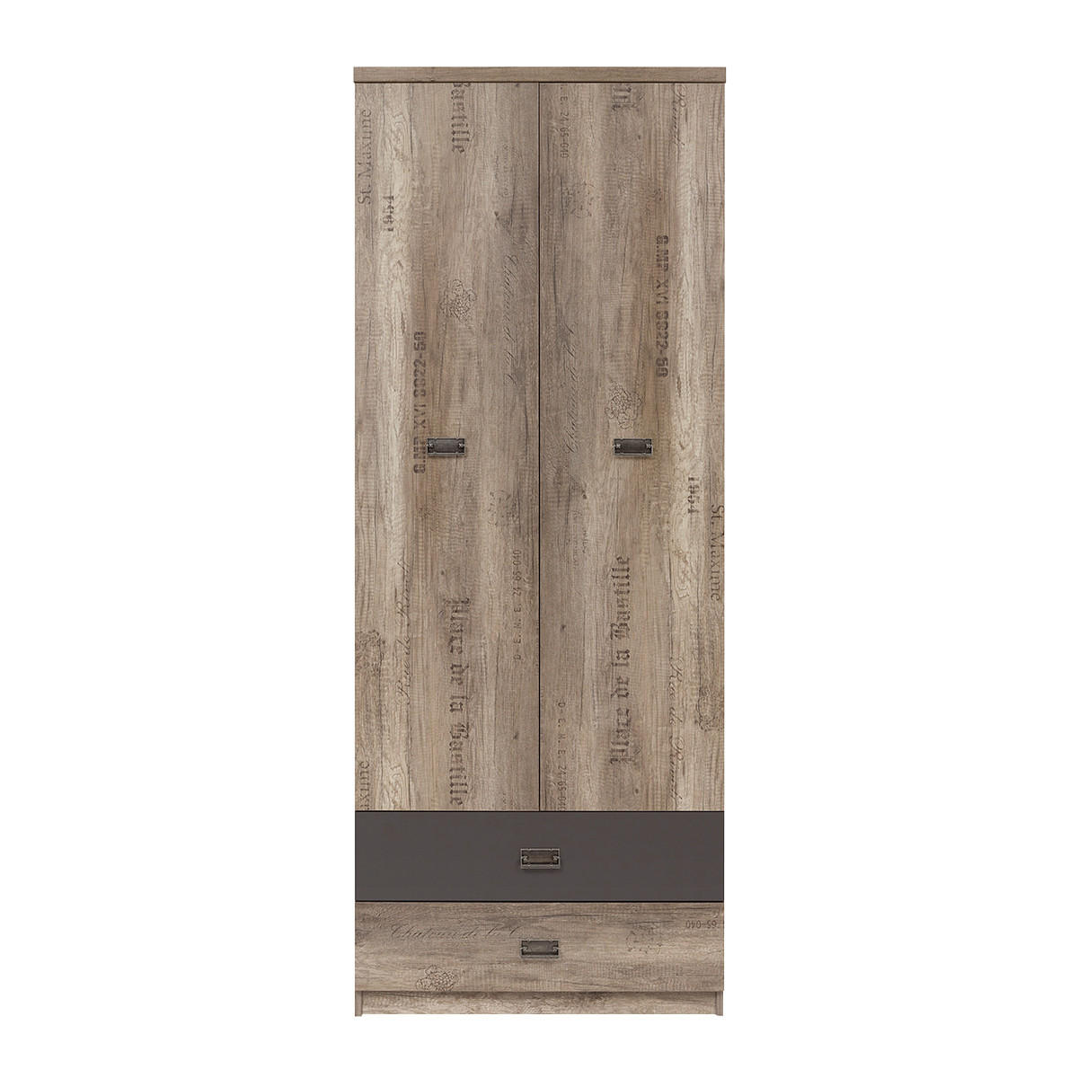 SCHRANK 2 Türen Abel Holz und Grau - Grau, Holzwerkstoff (80/205/54cm) - Petits-meubles