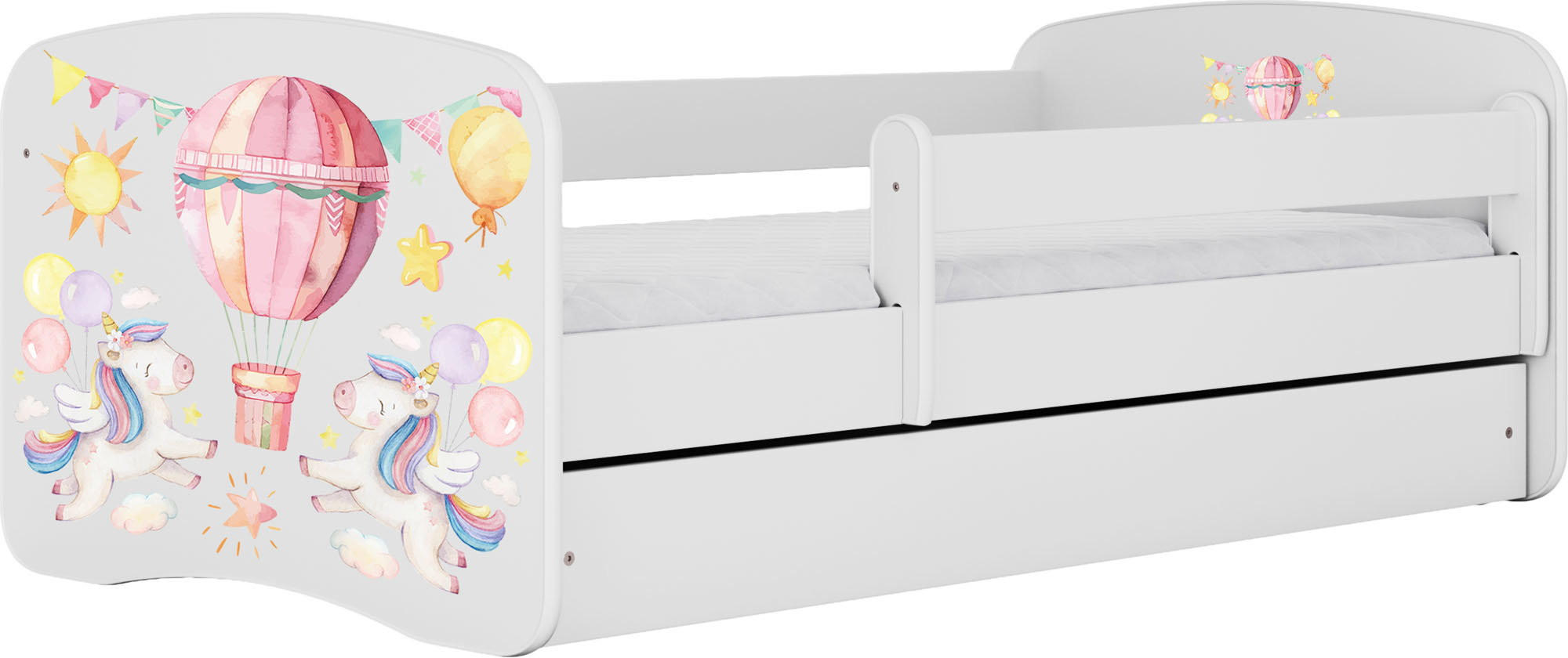 KINDERBETT Emily mit Schublade und Matratze, Weiß 80x160 cm - Hellrosa/Weiß, Holzwerkstoff (160/80cm) - WFL GROUP