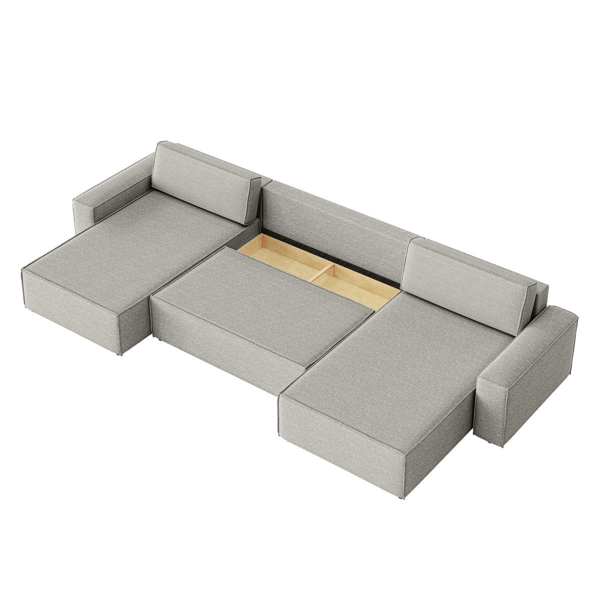WOHNLANDSCHAFT Lummo U mit Schlaffunktion, Grau - Grau, Textil (386/70/185cm) - Fedve