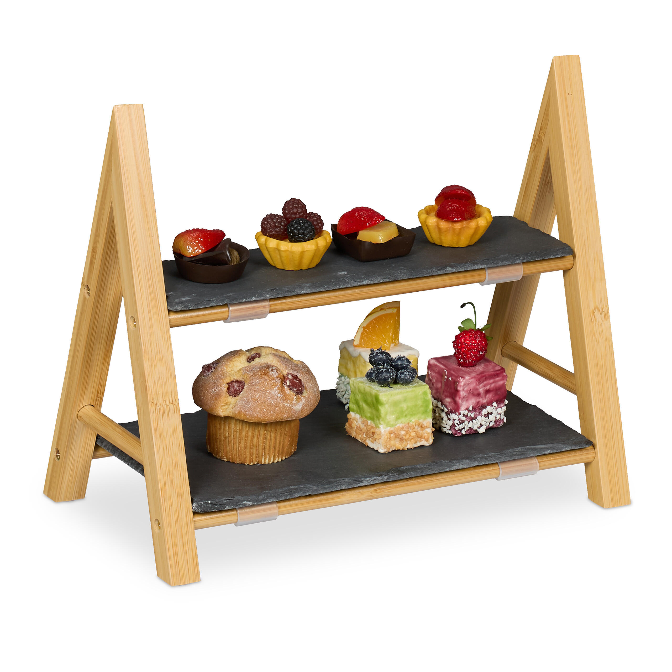 ETAGERE - Multicolor, Holz/Stein (27.5/27cm) - Relaxdays