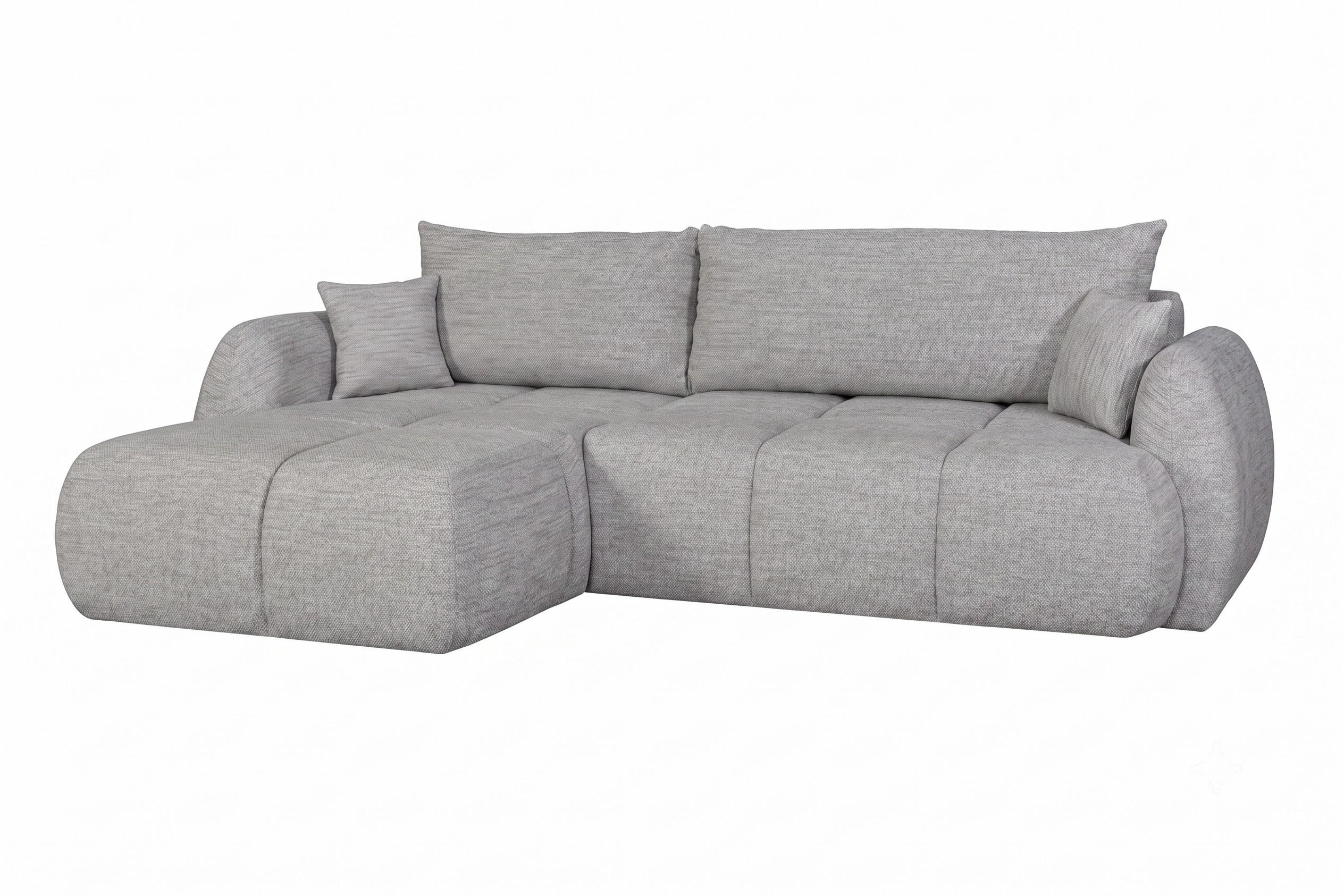 ECKSOFA Mit Schlaffunktion Und Bettkasten, Strukturstoff Verita, Grau, Links, COCO - Grau, Holz (180/275cm) - Kaiser Möbel