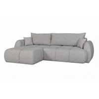 ROHOVÁ SEDAČKA s rozkládací funkcí a úložným prostorem, strukturovaná látka Verita, Šedá, Levá, COCO - šedá, dřevo (180/275cm) - Kaiser Möbel