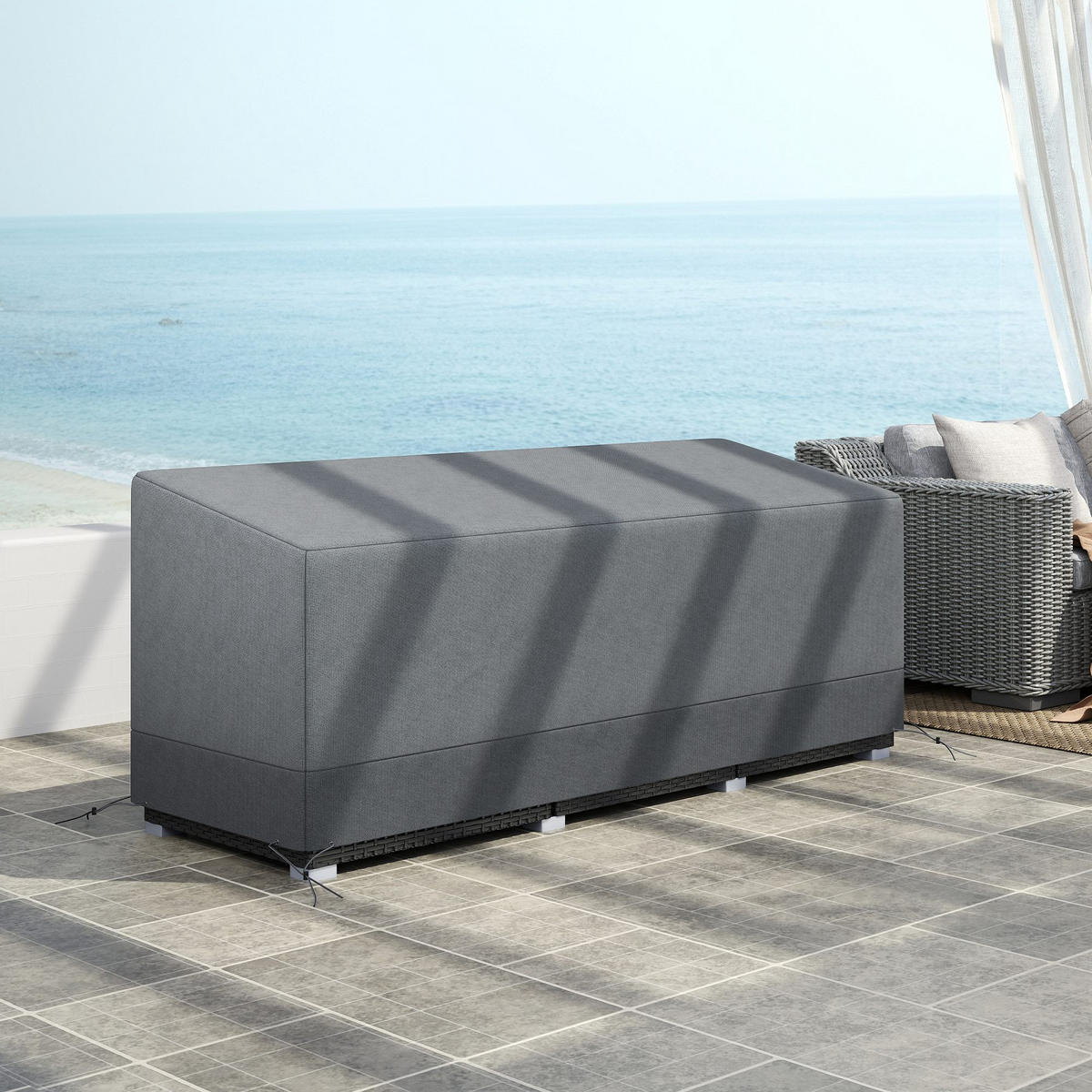 SCHUTZHÜLLE für Gartenmöbel Winterfest Wasserdicht Abdeckung Anti-UV Abdeckplane - Hellgrau, Textil (72/76/190.5cm) - Outsunny