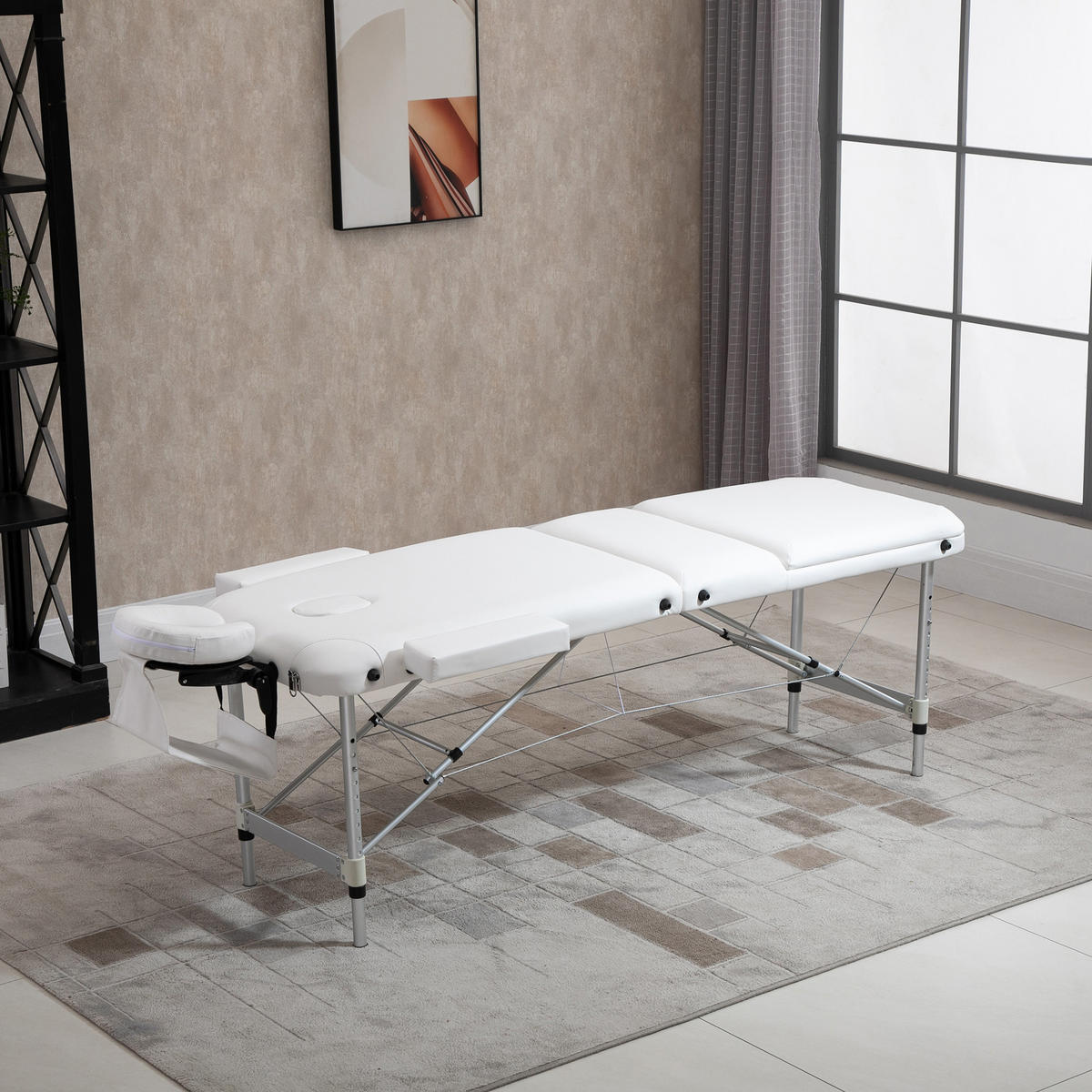MASSAGELIEGEN, Aluminium, Weiß - Weiß, Metall (60/84/215cm) - HOMCOM