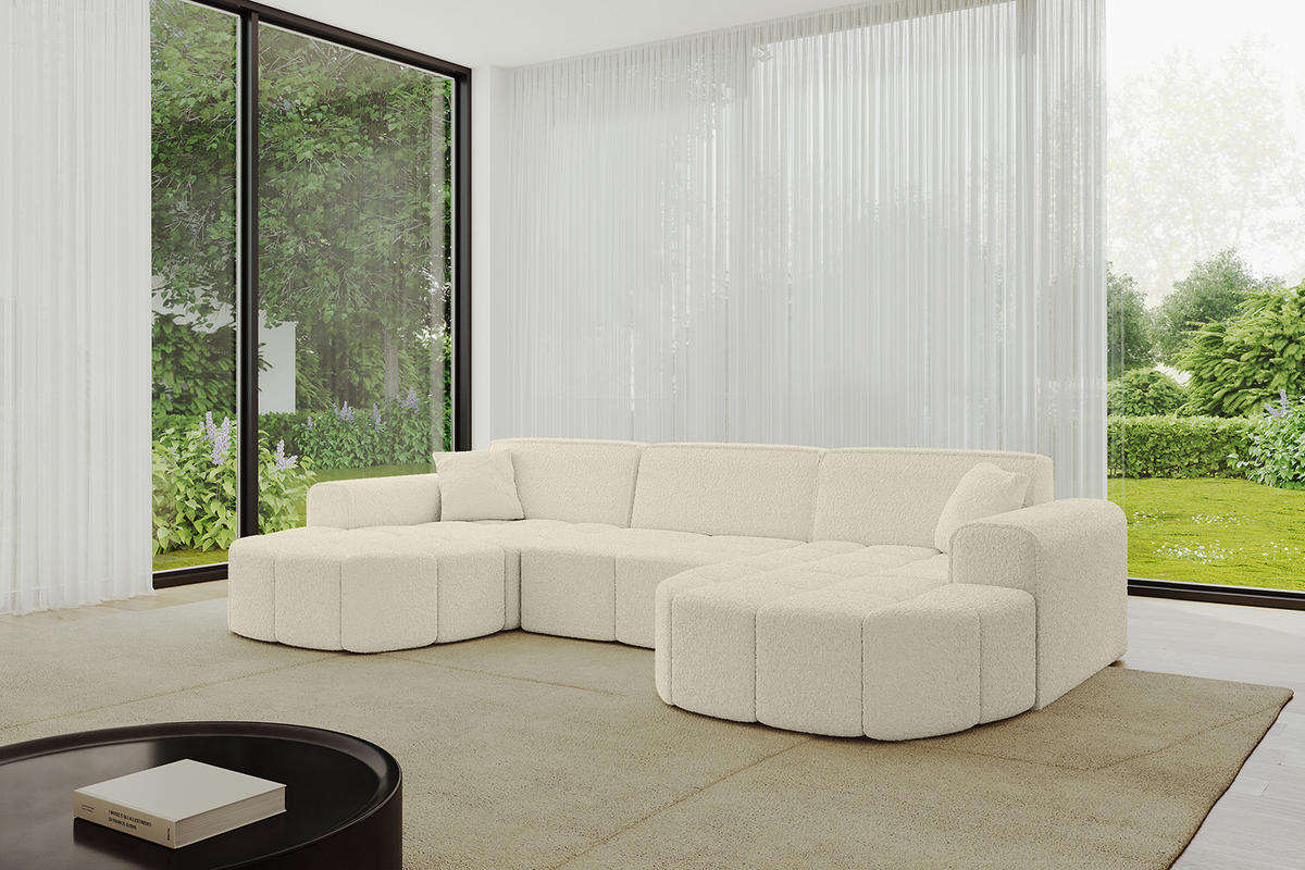 WOHNLANDSCHAFT LIVO-U1 - 315x173x79,5 cm Beige - Beige, Holzwerkstoff/Textil (315/79/173cm) - ALTDECOR