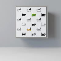 SIDEBOARD CATS COMPILATION, Grau, 57,5x42x57,5 cm, Ohne Füße - Multicolor/Grau, Holzwerkstoff (57.5/57.5/42cm) - SpaceRebels