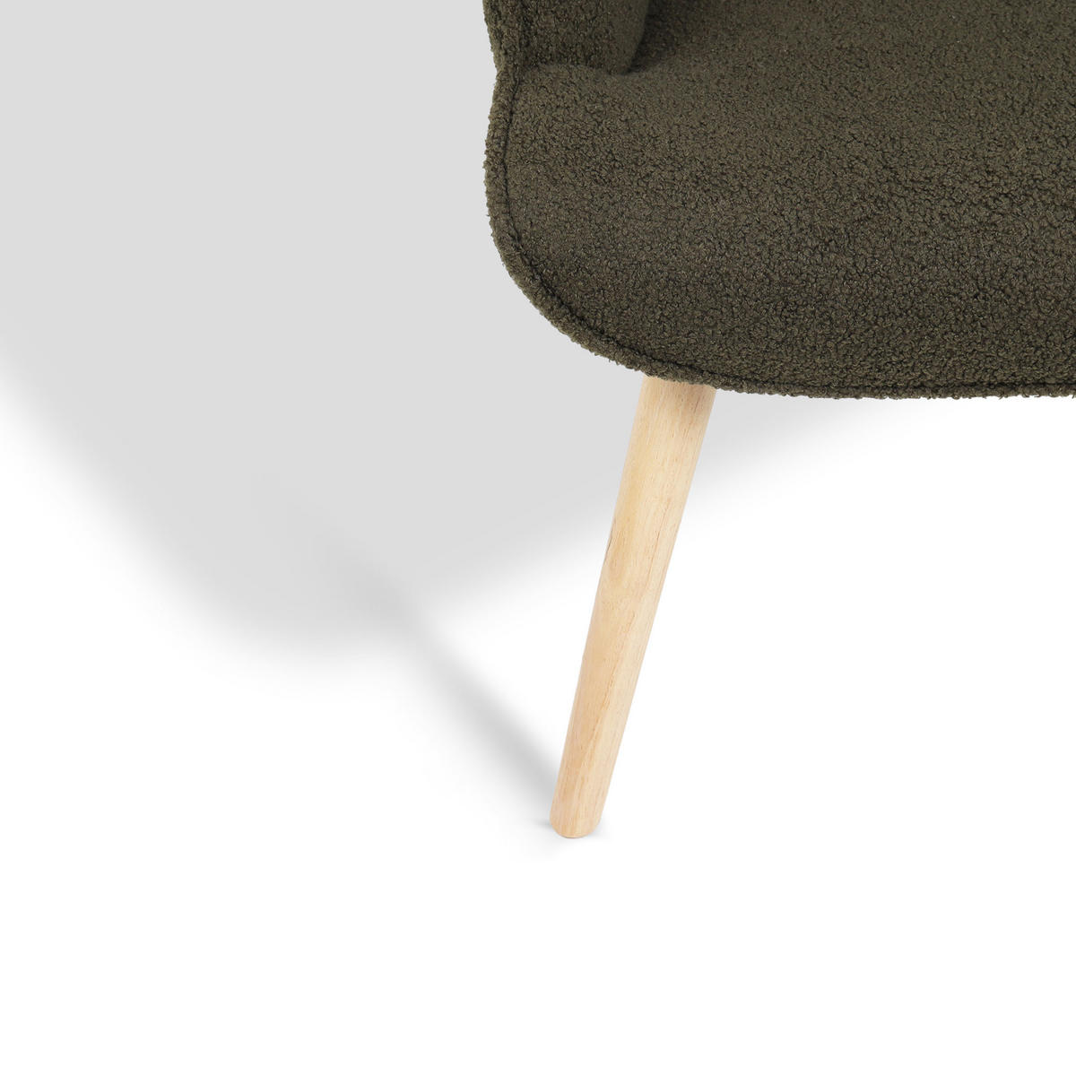 SESSEL Stella Skandinavischer aus khakifarbenem Frottee mit Nähten - Akaziefarben/Grün, Holz/Holzwerkstoff (67/102/73.5cm) - Sicaan