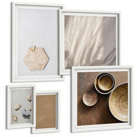 BILDER SET 5er Set - 50x50 cm & 20x30 cm & 40x60 cm Weißer Rahmen - Minimalistische warme Texturen - Weiß, Kunststoff (40/60cm) - TULUP