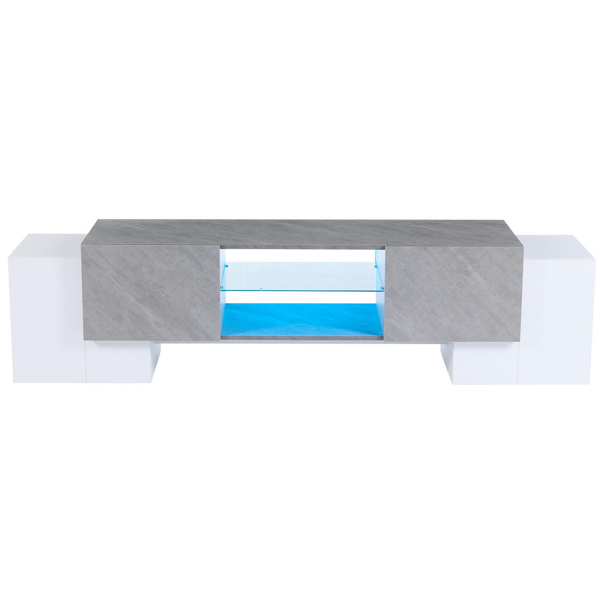 TV-LOWBOARD 180/40/46,5 cm mit 4 Türen und LED-Beleuchtung - Weiß, Holzwerkstoff (180/46.5/40cm) - BEAOK