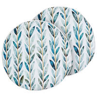 GARTENKISSEN 2er-Set Blattmotiv weiß/grün 40 cm Loano - Weiß, Textil (40/40cm) - Beliani