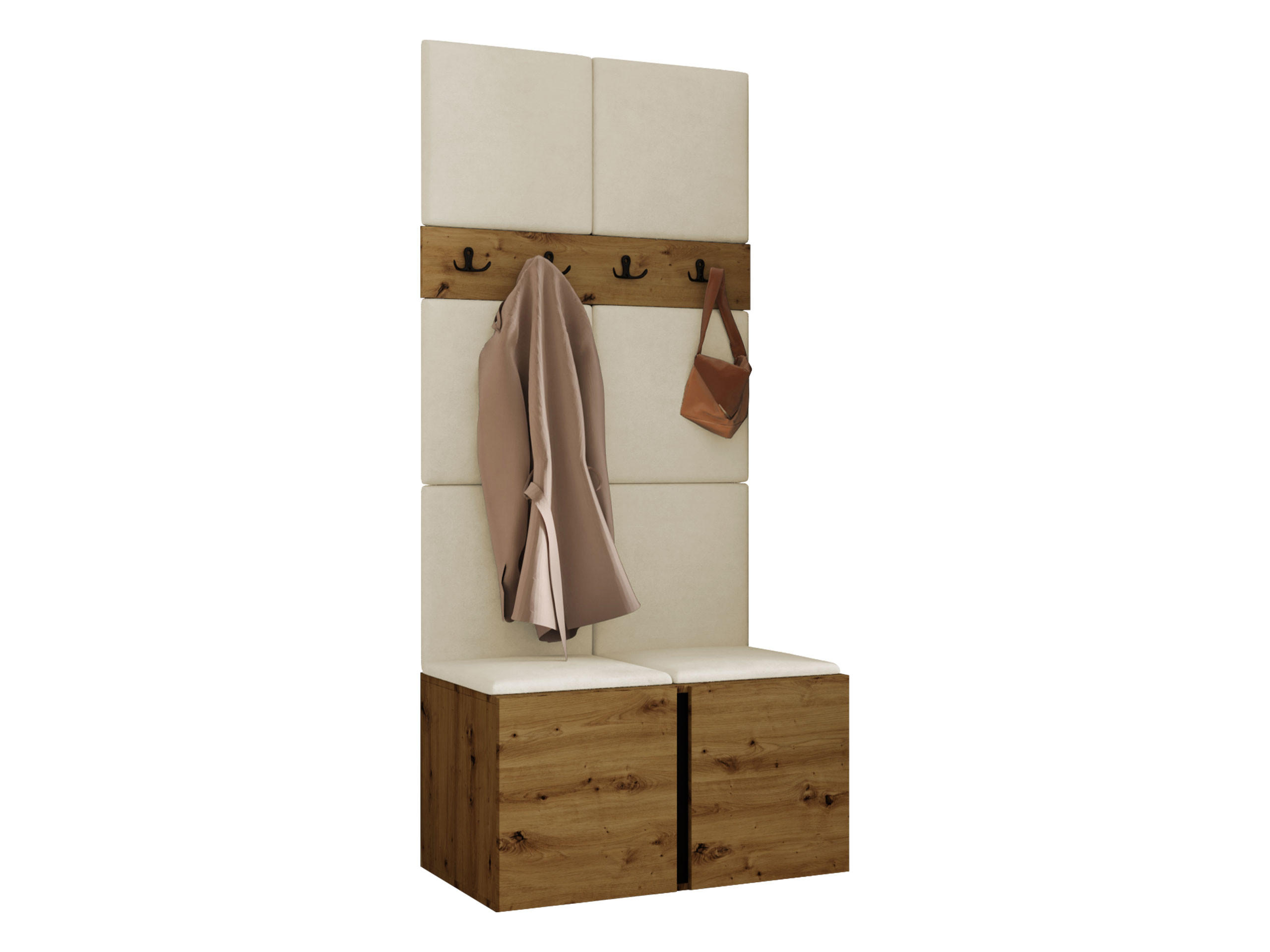 MOBILIER PENTRU HOL Orion IV - bej/stejar Artisan, material plastic/compozit lemnos (84/186/46cm) - MIRJAN24