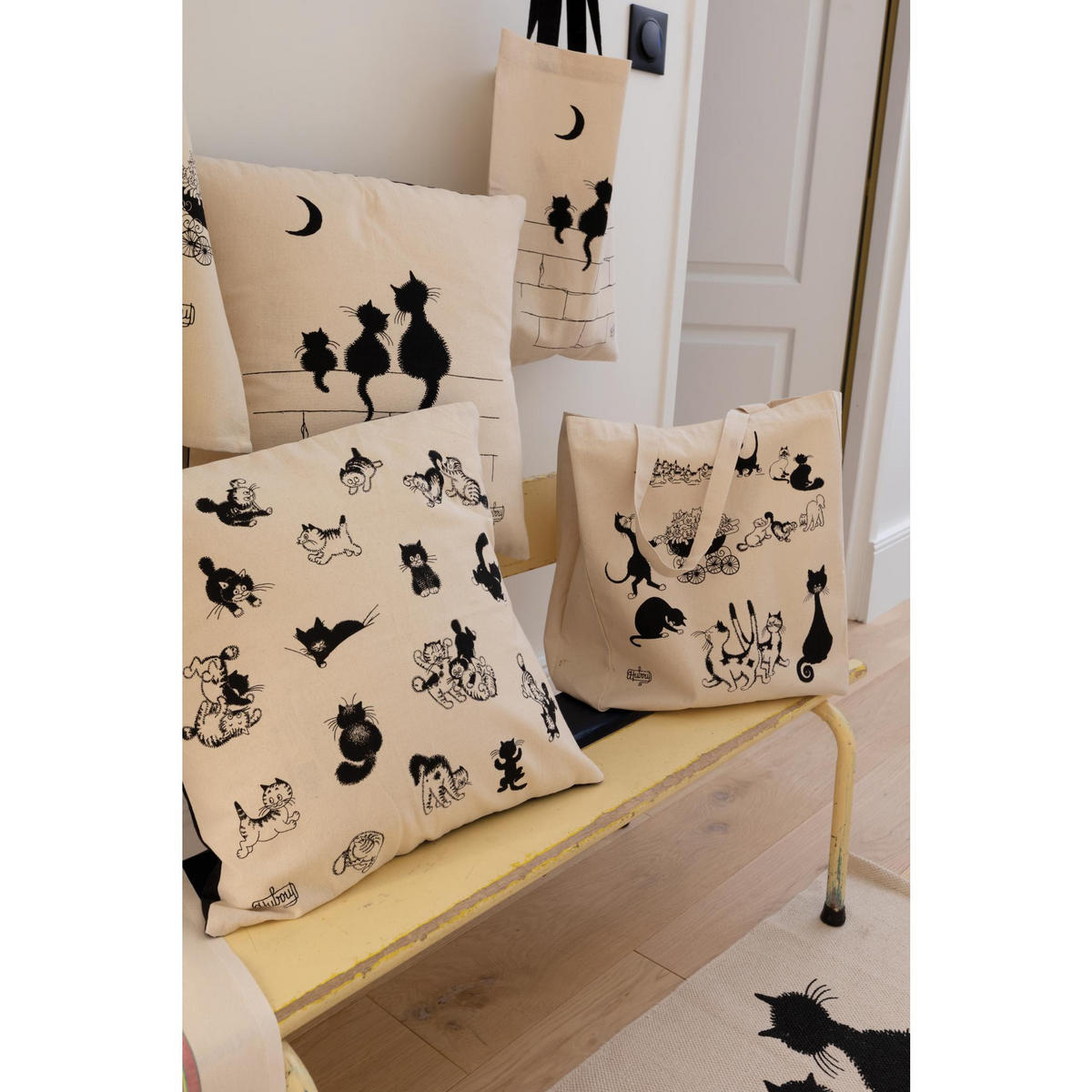 KISSEN Dubout Les chatons ekrü 45 x 45 cm - Weiß, Textil (45/45cm) - Winkler