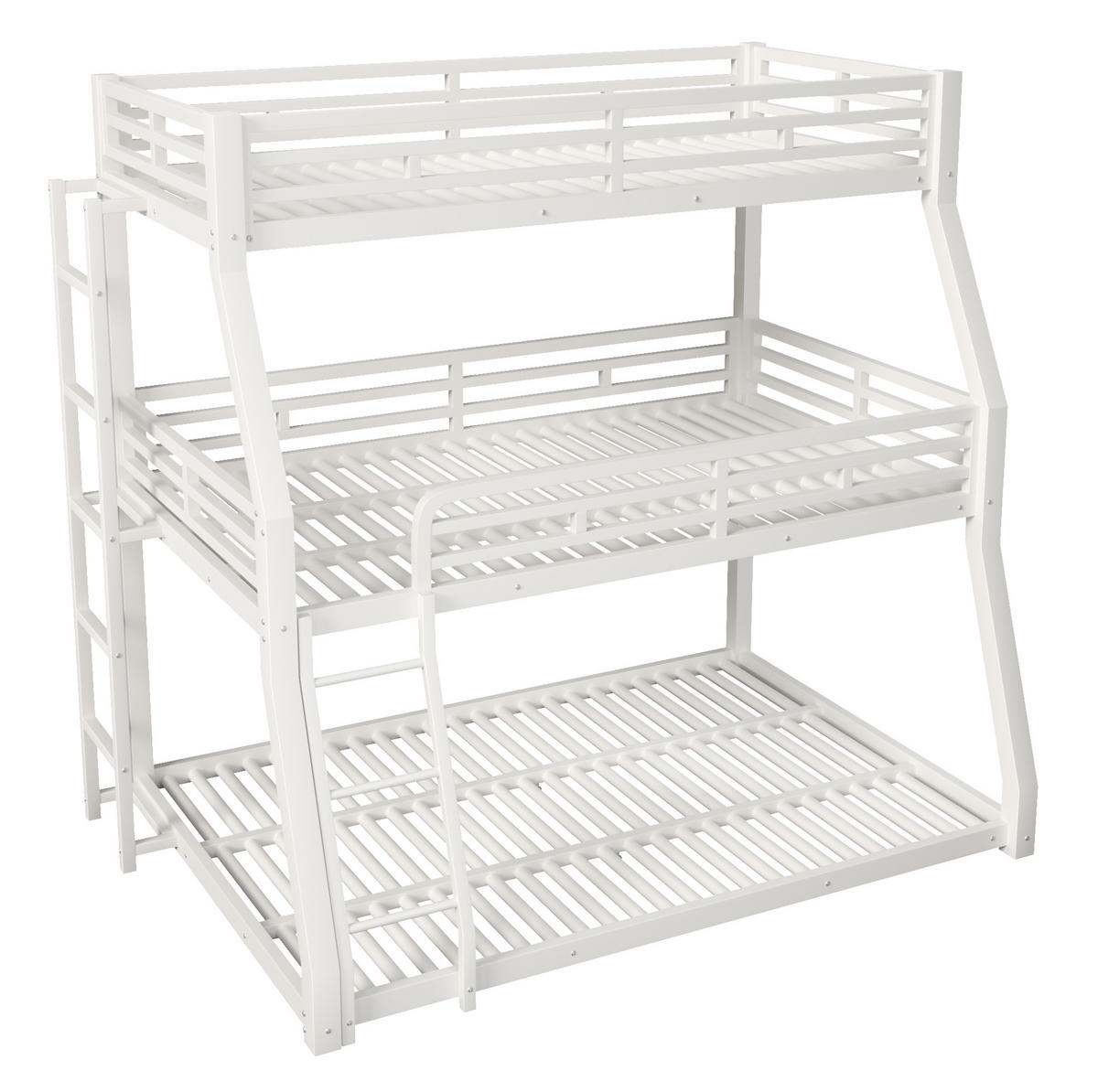 ETAGENBETT aus Metall 90x200 / 120x200 / 140x200 cm Weiß mit 2 Leitern - Weiß, Metall (90/200cm) - Modfu