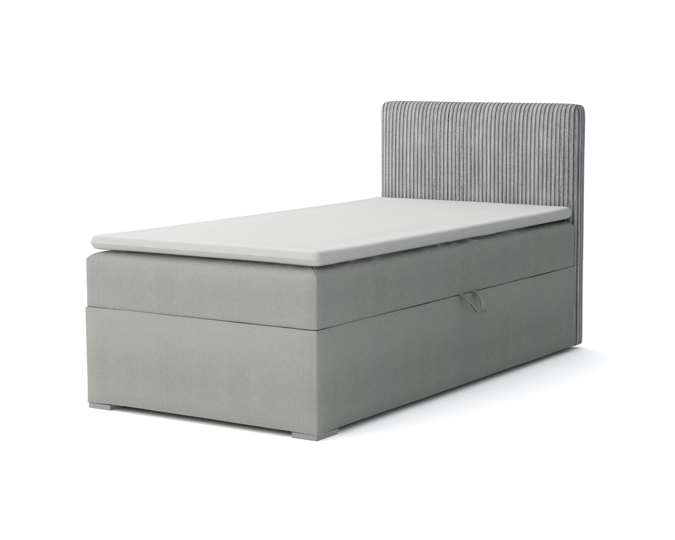 BOXBETT DON 100/200 HellgrauH4 Öffnung rechts - Hellgrau, Holz/Holzwerkstoff (100/200cm) - Deine Möbel 24
