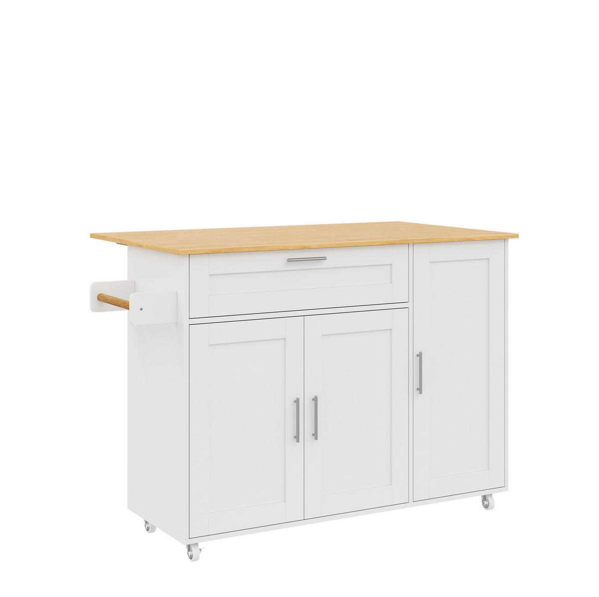 KÜCHENWAGEN klappbar 132,5 x 44(70) x 90 cm Weiß/Natur MDF - Weiß, Holz (44/90/132.5cm) - Beauniv