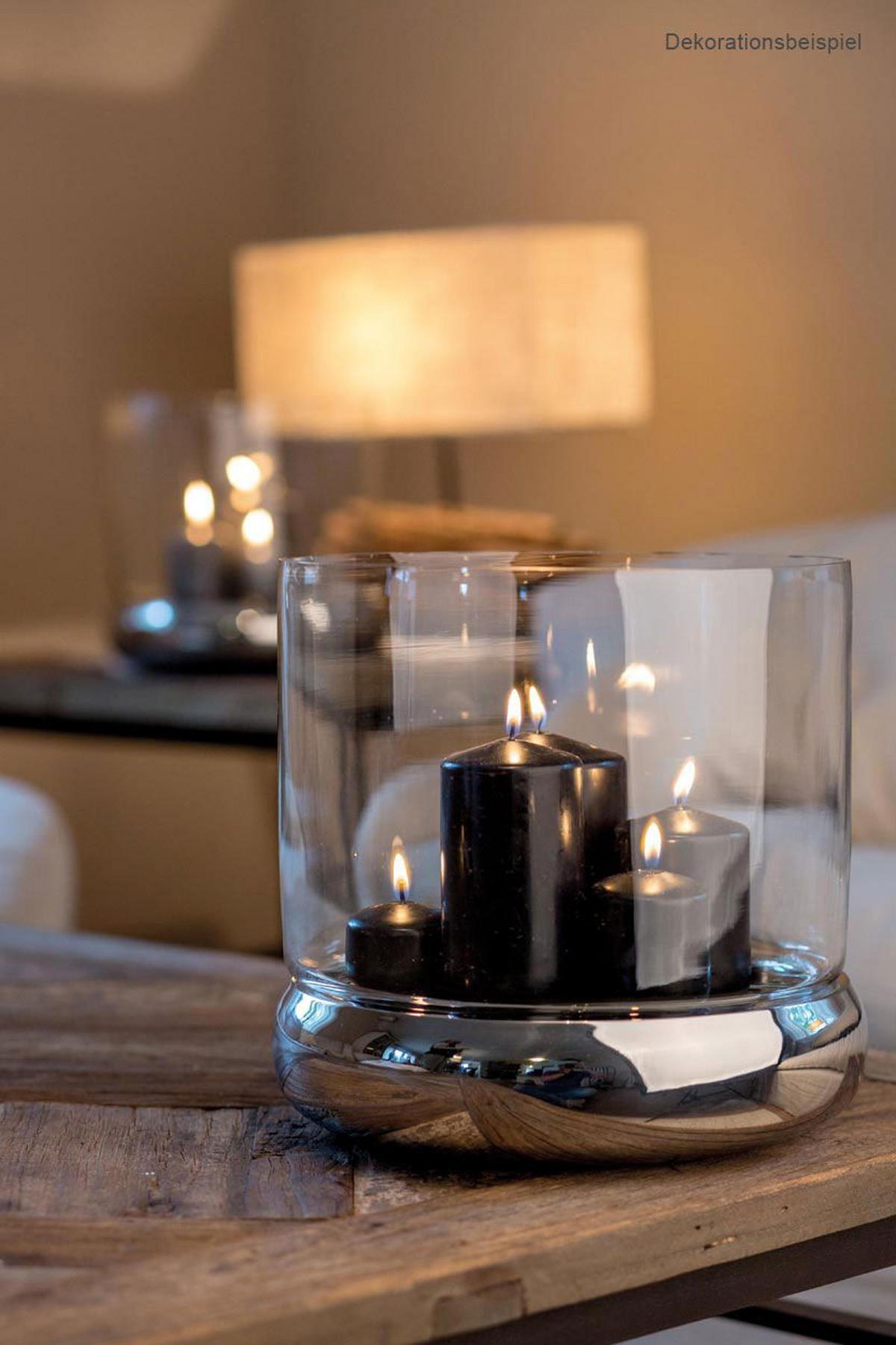 WINDLICHT/KERZENHALTER glatt poliert Ø 24 cm - Silberfarben, Paraffin (24/24/24cm) - Hermann Bauer jun. Kollektion GmbH