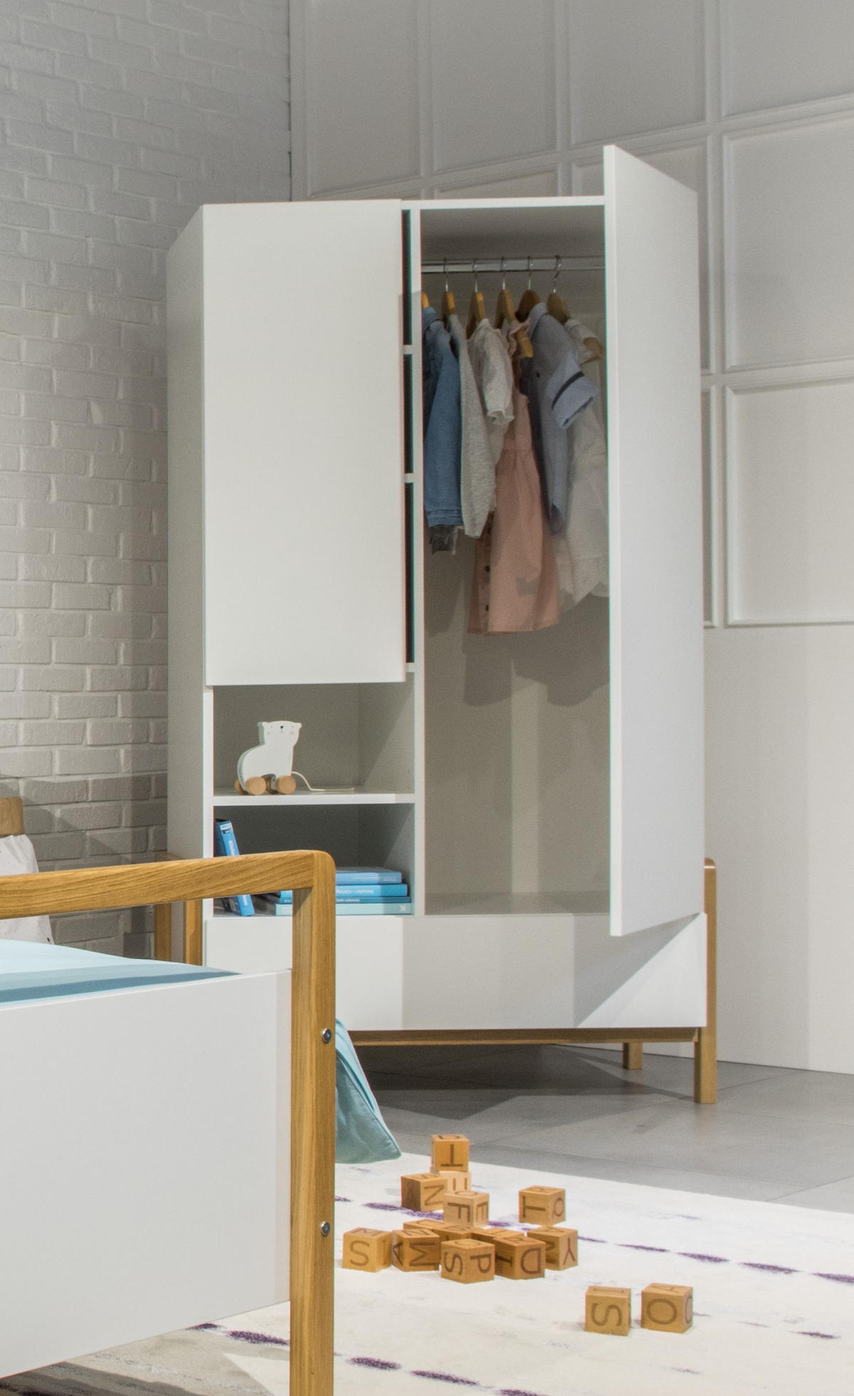 KINDERKLEIDERSCHRANK Victor 180/55/100 - Weiß, Holzwerkstoff (180/55/100cm) - Kocot Kids