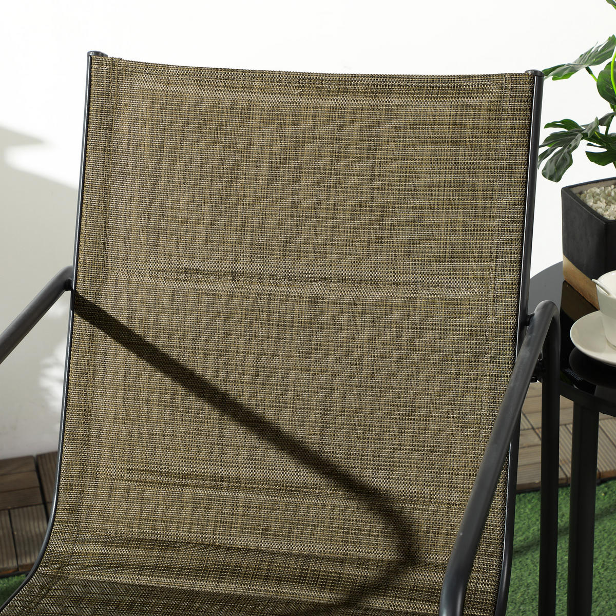 GARTENSTÜHLE 2er-Set, Stahl, Mesh, Braun - Braun, Metall (66.5/88/54cm) - Outsunny