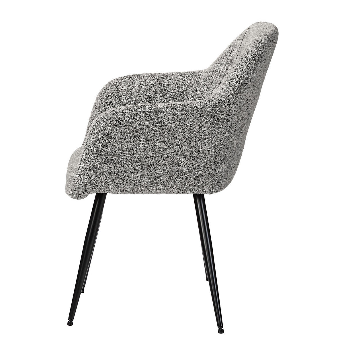POLSTERSTUHL - 2er-Set - Bouclé / Edelstahl - Grau, Textil/Metall (56/84/47cm) - home24